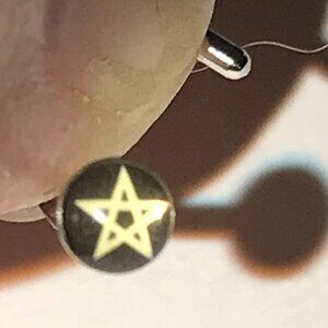 White and Black Pentagram 18 Gauge C-shaped Nose Ring